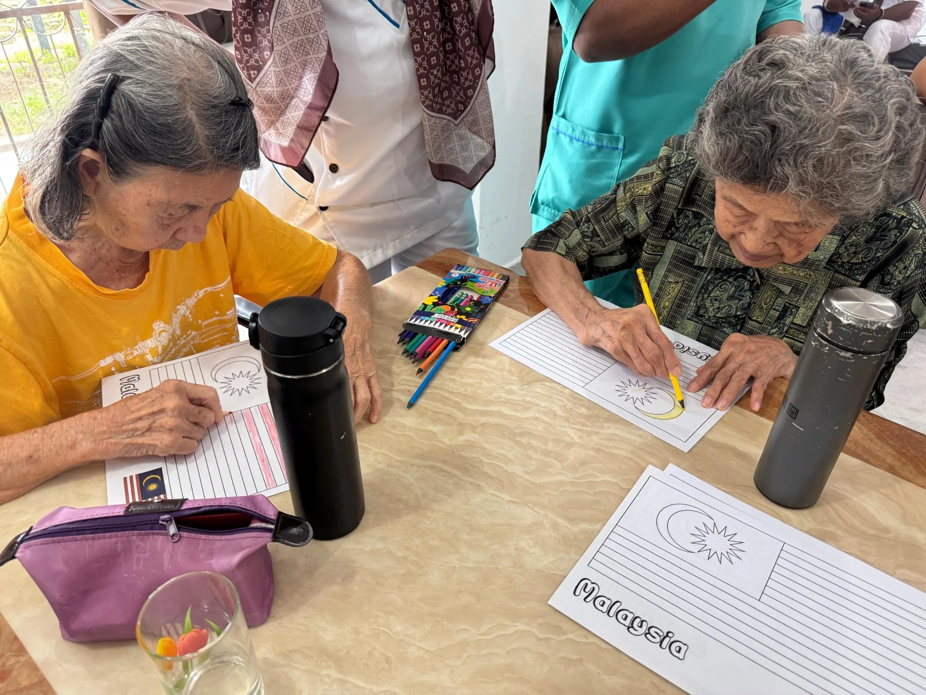 Residents doing a creative group activity